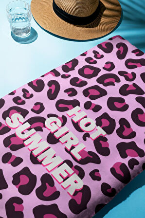 Dijital Baskı Plaj Deniz Havlusu Leoparlı Desen Peştamal HVL0015