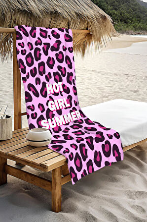 Dijital Baskı Plaj Deniz Havlusu Leoparlı Desen Peştamal HVL0015