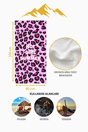 Dijital Baskı Plaj Deniz Havlusu Leoparlı Desen Peştamal HVL0015