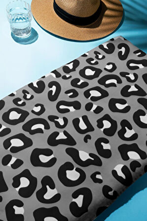 Dijital Baskı Plaj Deniz Havlusu Leoparlı Desen Peştamal HVL0016