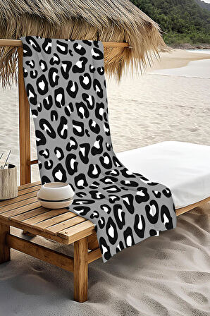 Dijital Baskı Plaj Deniz Havlusu Leoparlı Desen Peştamal HVL0016