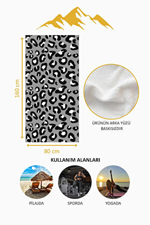Dijital Baskı Plaj Deniz Havlusu Leoparlı Desen Peştamal HVL0016