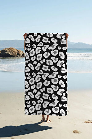 Dijital Baskı Plaj Deniz Havlusu Leoparlı Desen Peştamal HVL0018