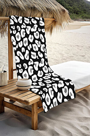 Dijital Baskı Plaj Deniz Havlusu Leoparlı Desen Peştamal HVL0018