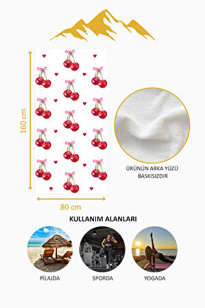 Dijital Baskı Plaj Deniz Havlusu Kiraz Desenli Peştamal HVL0019