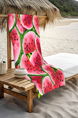 Dijital Baskı Plaj Deniz Havlusu Karpuz Desenli Peştamal HVL0020