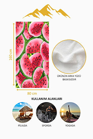 Dijital Baskı Plaj Deniz Havlusu Karpuz Desenli Peştamal HVL0020