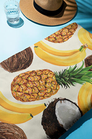 Dijital Baskı Plaj Deniz Havlusu Ananas Desenli Peştamal HVL0021
