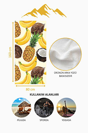 Dijital Baskı Plaj Deniz Havlusu Ananas Desenli Peştamal HVL0021