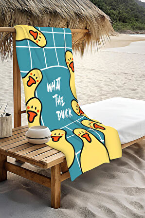 Dijital Baskı Plaj Deniz Havlusu Ördek Desenli Peştamal HVL0022