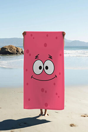 Dijital Baskı Plaj Deniz Havlusu Patrick Desenli Peştamal HVL0025