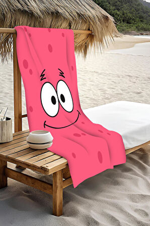 Dijital Baskı Plaj Deniz Havlusu Patrick Desenli Peştamal HVL0025