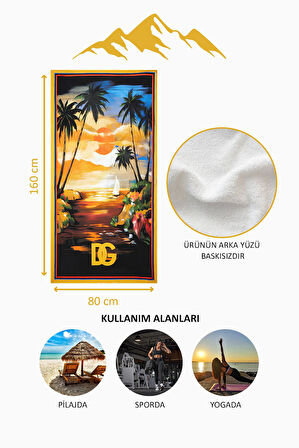 Dijital Baskı Plaj Deniz Havlusu Tropical Desenli Peştamal HVL0026
