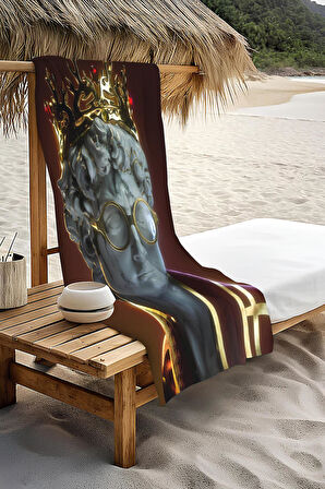 Dijital Baskı Plaj Deniz Havlusu Modern David Heykeli Desenli Peştamal HVL0027