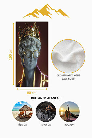 Dijital Baskı Plaj Deniz Havlusu Modern David Heykeli Desenli Peştamal HVL0027