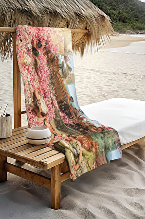 Dijital Baskı Plaj Deniz Havlusu Modern Desenli Peştamal HVL0029