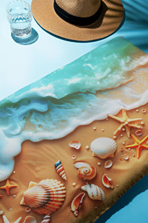 Dijital Baskı Plaj Deniz Havlusu Kumsal Desenli Peştamal HVL0030