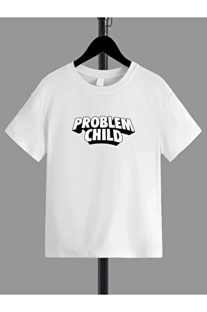 Rahat Kalıp Pamuklu PROBLEM CHILD Baskılı Çocuk T-shirt