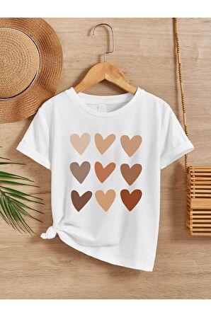 Ünisex Rahat Kalıp Pamuklu Baskılı Beyaz Çocuk T-shirt