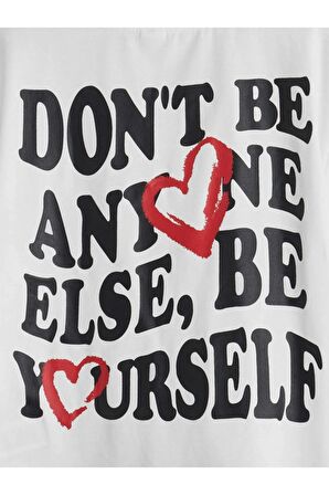 Unısex Rahat Kalıp Pamuklu YOURSELF Baskılı Çocuk T-shirt