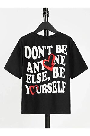 Unısex Rahat Kalıp Pamuklu YOURSELF Baskılı Çocuk T-shirt