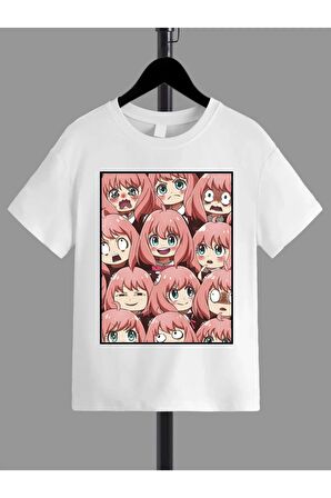 Ünisex Rahat Kalıp Pamuklu Baskılı Beyaz Çocuk T-shirt