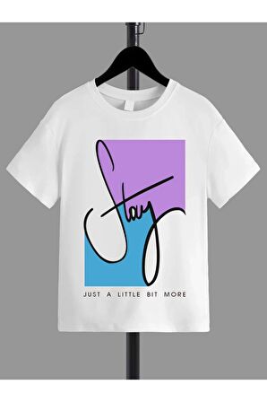 Ünisex Rahat Kalıp Pamuklu Baskılı Beyaz Çocuk T-shirt