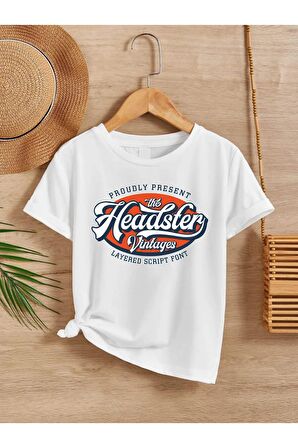Ünisex Rahat Kalıp Pamuklu Baskılı Beyaz Çocuk T-shirt
