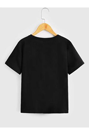 Unısex Rahat Kalıp Pamuklu UZAYLI Baskılı Çocuk T-shirt