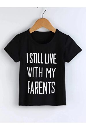 Unısex Rahat Kalıp Pamuklu PARENTS Baskılı Çocuk T-shirt