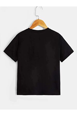 Unısex Rahat Kalıp Pamuklu Kart-iskelet Baskılı Çocuk T-shirt