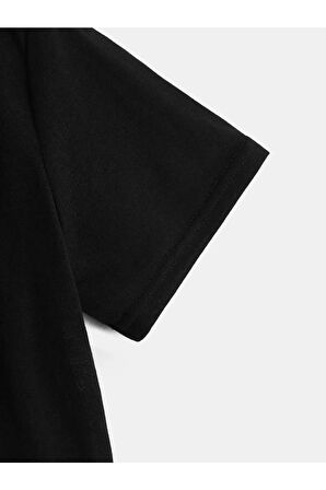 Unısex Rahat Kalıp Pamuklu Kart-iskelet Baskılı Çocuk T-shirt