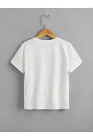 Unısex Rahat Kalıp Pamuklu Oyun Kartı Baskılı Çocuk T-shirt