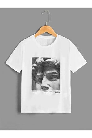 Unısex Rahat Kalıp Pamuklu Not Defıned Baskılı Çocuk T-shirt