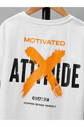Unısex Rahat Kalıp Pamuklu Motıvated Baskılı Çocuk T-shirt