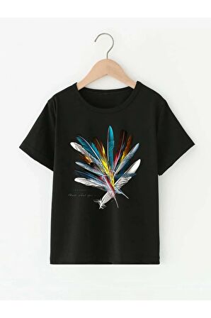 Çocuk Oversize Unisex Tüy Pamuklu Bisiklet Yaka Tişört