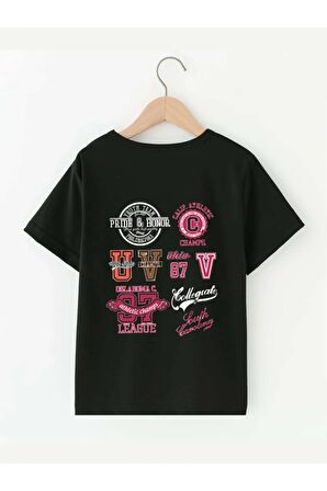 Çocuk Oversize Unisex Çoklu Sırt Pamuklu Bisiklet Yaka Tişört