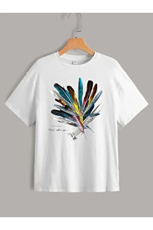 Çocuk Oversize Unisex Tüy Pamuklu Bisiklet Yaka Tişört