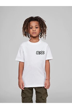 Çocuk Oversize Unisex Acdc Pamuklu Bisiklet Yaka Tişört