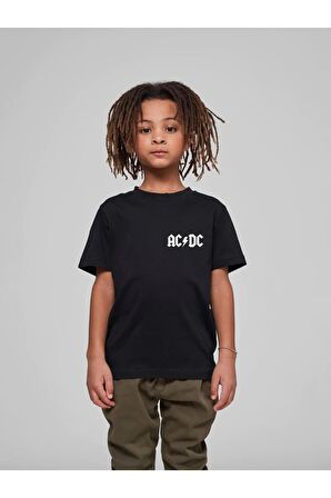 Çocuk Oversize Unisex Acdc Pamuklu Bisiklet Yaka Tişört