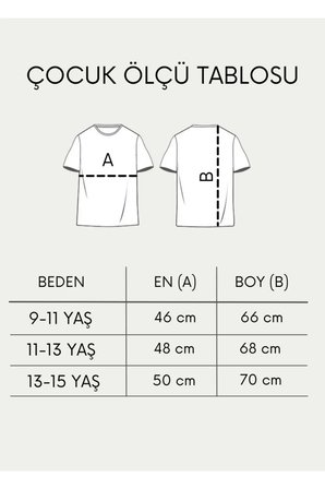 Çocuk Oversize Unisex Sırtta Japonca Yazı Pamuklu Bisiklet Yaka Tişört