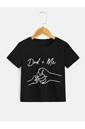 Unısex Rahat Kalıp Pamuklu DAD + ME Baskılı Çocuk T-shirt