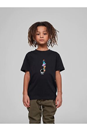 Çocuk Oversize Unisex Gezegenler Pamuklu Bisiklet Yaka T-Shirt