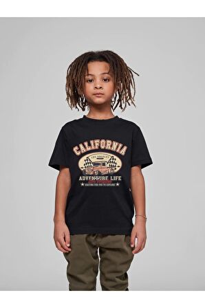 Çocuk Oversize Unisex Calıfornıa Pamuklu Bisiklet Yaka Tişört