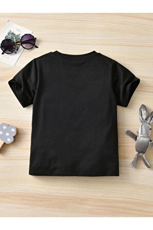 Unısex Rahat Kalıp Pamuklu Aunt Baskılı Çocuk T-shirt