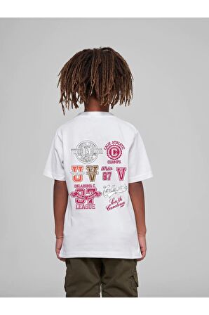 Çocuk Oversize Unisex Çoklu Sırt Pamuklu Bisiklet Yaka Tişört