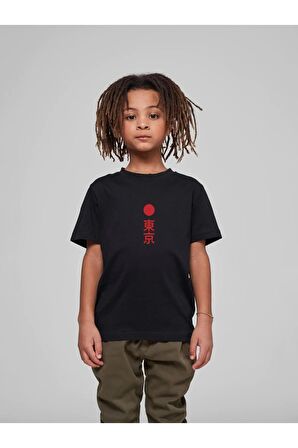 Çocuk Oversize Unisex Kırmızı Ejder Pamuklu Bisiklet Yaka Tişört