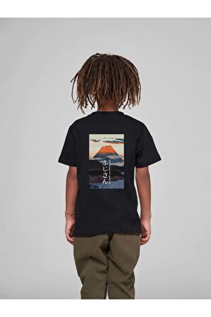 Çocuk Oversize Unisex Fujı Pamuklu Bisiklet Yaka Tişört