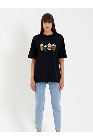 Unisex COFFE Baskılı Oversize Tshırt