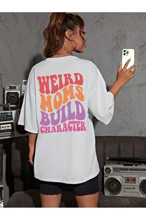 Unisex WEIRD Baskılı Oversize Tshırt